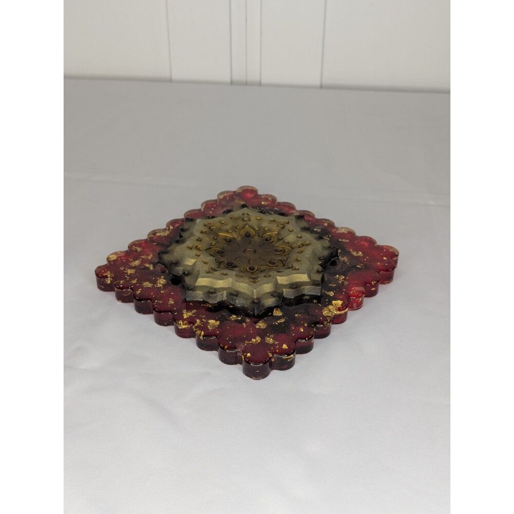 Resin Wall Art - Red, Gold, Handmade, New - Picture 2 of 7